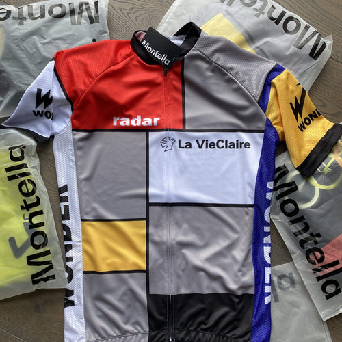 top-cycling-wear Jerseys Men's Retro 1985 La Vie Claire Piet Mondrian Cycling Jersey