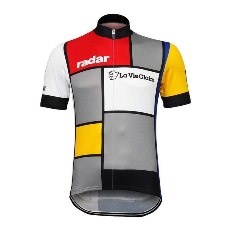 top-cycling-wear Jerseys Men's Retro 1985 La Vie Claire Piet Mondrian Cycling Jersey