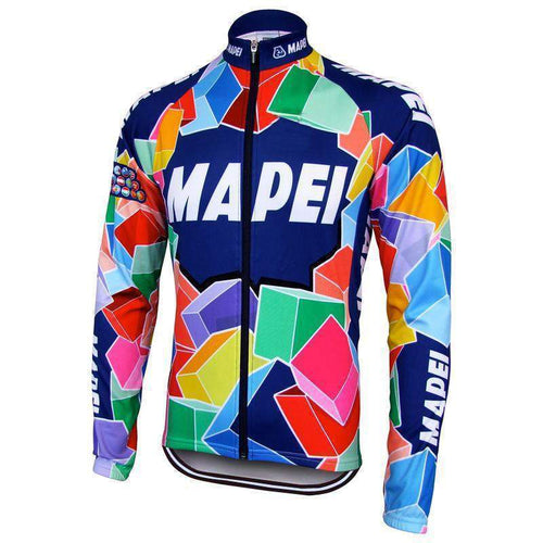 top-cycling-wear Long Sleeve No Fleece / XS Men's Retro Mapei Long Sleeve Cycling Jersey