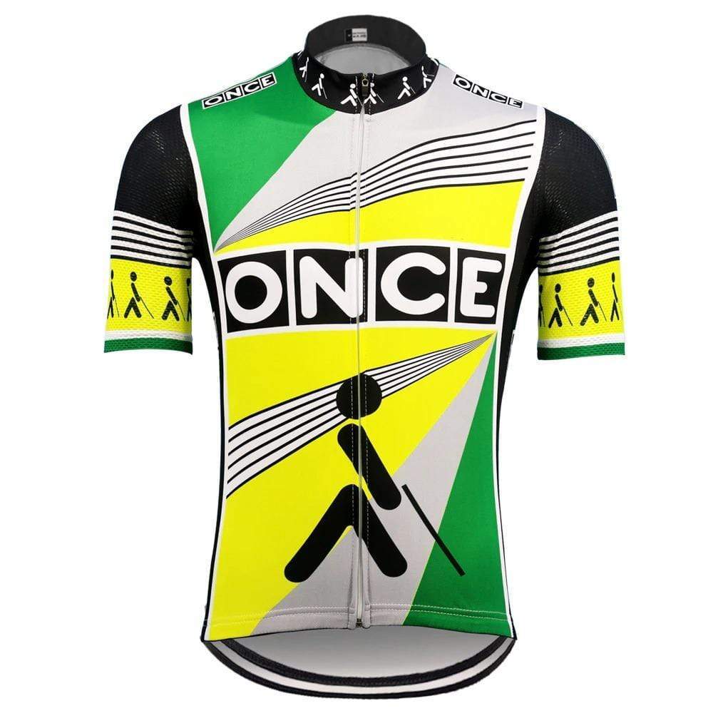 top-cycling-wear Retro Once Yellow Green Short Sleeve Cycling Jersey