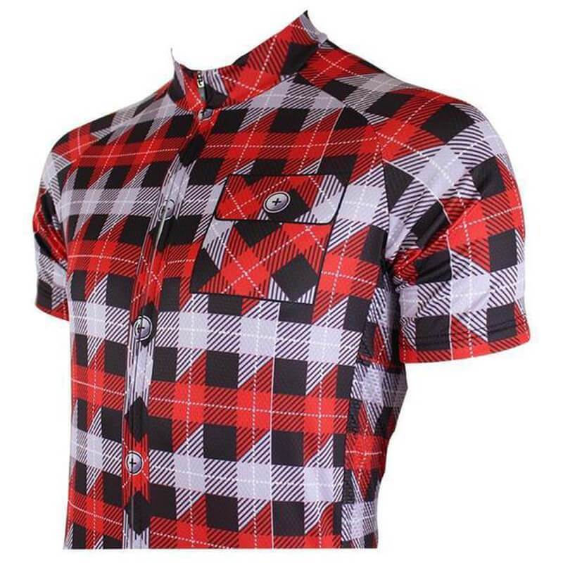 Red Black Plaid Short Sleeve Jersey Montella Cycling